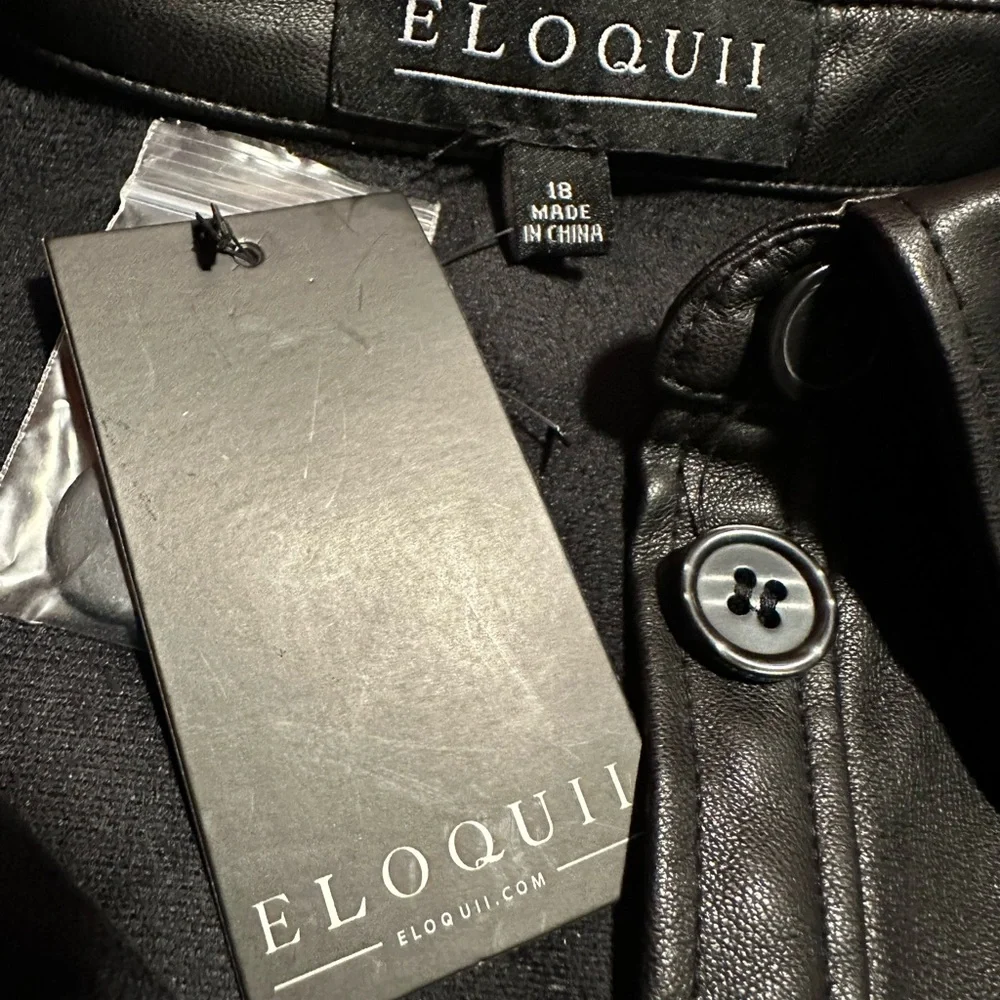 Eloquii Faux Leather Trench Dress Sz 18 - Picture 10 of 12